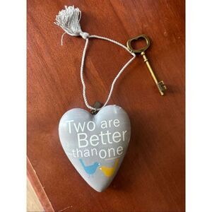 Art Hearts Hanging Heart Ornament with Key Two Are Better Than One